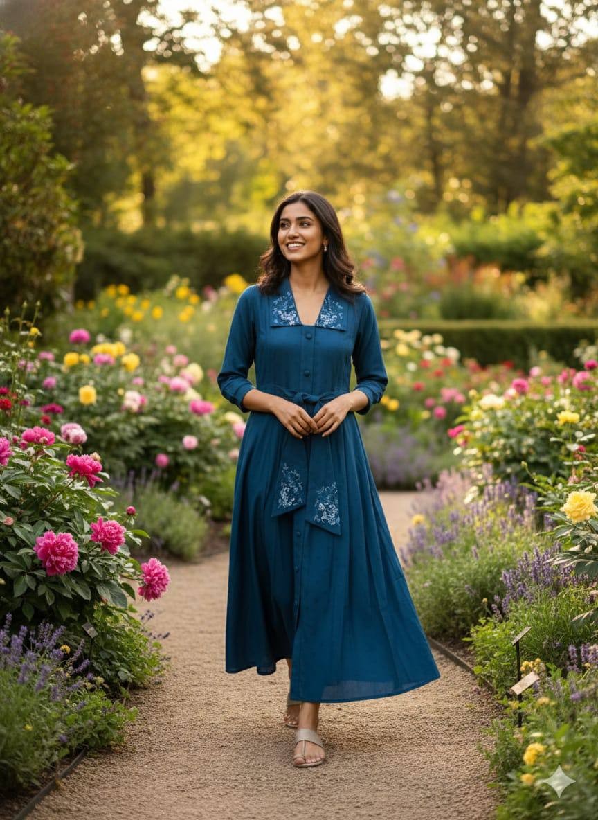 Blue Aline kurti with pant,